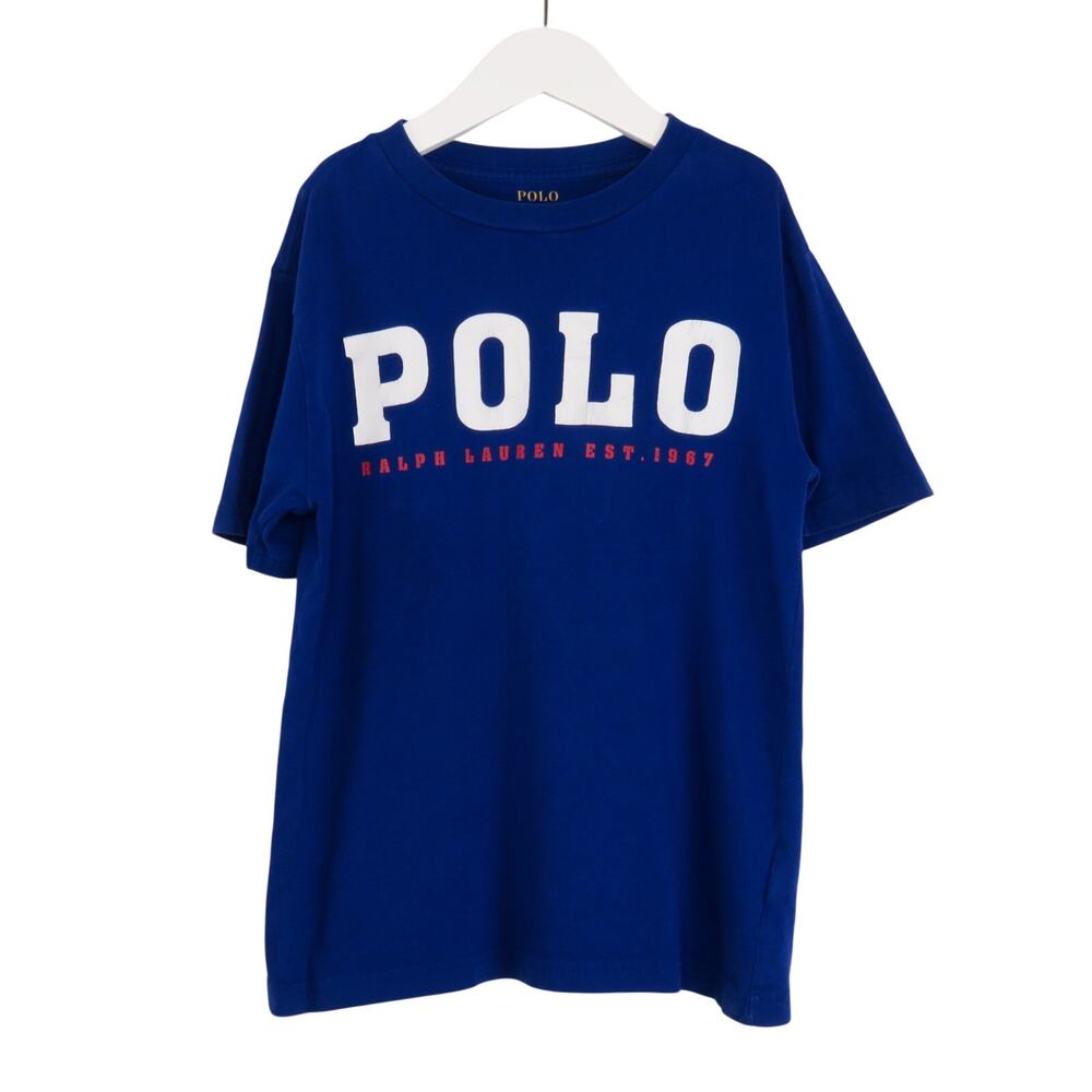 Polo Ralph Lauren Boys Blue Logo Cotton Jersey Graphic Crewneck T-Shirt 8 Small